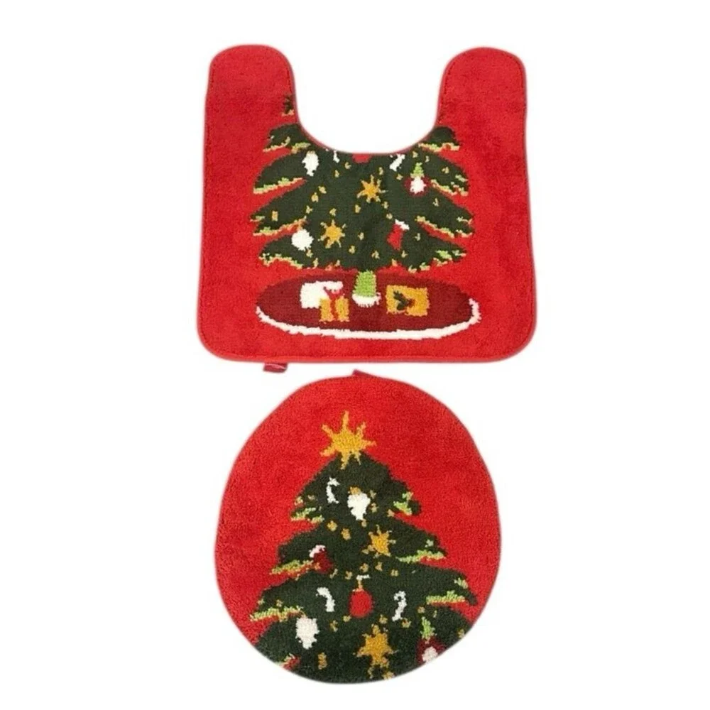 Target Wondershop Contour Bath Rug and Standard Lid Cover Set Christmas Tree